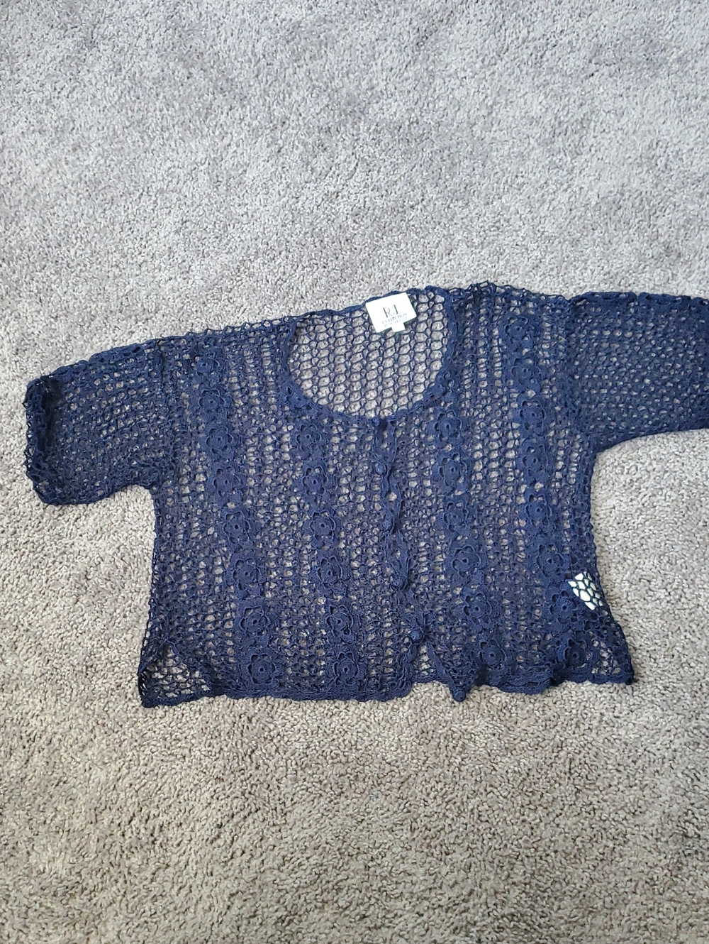 Lace Crochet Crop Top - Navy
